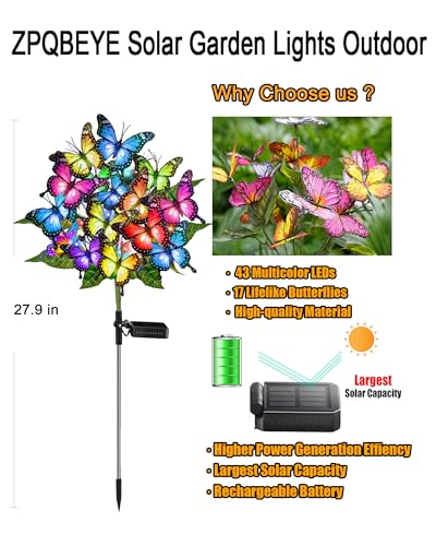 Solar Garden Lights Outdoor Waterproof Decorative Solar Lights Outside 2 Pack with 86 LED 34 Butterfly Flowers Garden Decor Yard Patio Lawn, Gifts for Women Mother's Day Mom