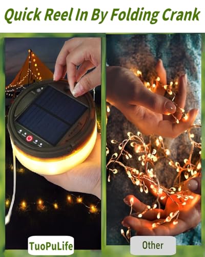 Solar Camping String Lights, 39.4 FT Fairy String Light, 4 in 1 Portable Waterproof Camp LED Lamp with 8 Lighting Modes, Hanging Rechargeable Tent Lantern for Outdoor Garden Patio Party Essentials - size: 39.4 Ft
