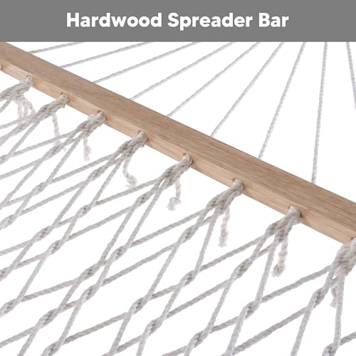 SUNCREAT Hammocks Outdoor Double Hammock with Hardwood Spreader Bar, 475 lbs Capacity, Heavy Duty 15 FT Hammock with Large Soft Pillow, Dark Blue - color: Dark Blue