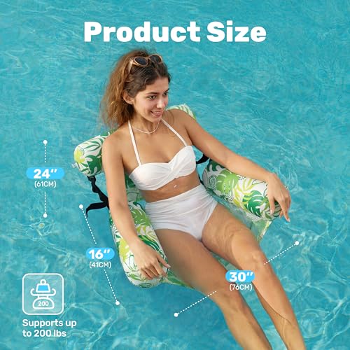 SLOOSH Inflatable Pool Floats Adult,2 Packs Floating Lounge Chairs,Blow up Pool Noodles for Adult Heavy Duty,Floating Chair for Party Summer Water Beach Lake Fun - style: Summer Leaves
