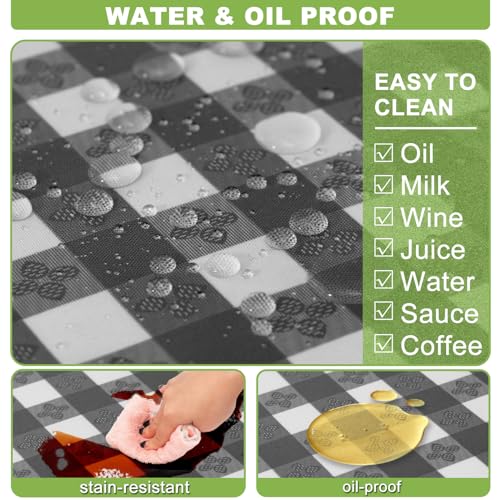 Fitted Picnic Table Cover with Bench Covers Waterproof Elastic Edges Rectangle Patio Tablecloth Outdoor Camping Essentials Stuff Rv Accessories Summer Trip Travel Supplies Party Camper Gifts, 6 ft - color: Black White Grid, size: 72in