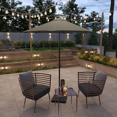 Sunline 7.5 ft Patio Umbrella with Crank & Push Button Tilt, Outdoor Market Umbrella with UV Protection & Wind Vent, Metal Frame for Deck, Pool & Table, Taupe - color: Taupe, size: 7.5 foot