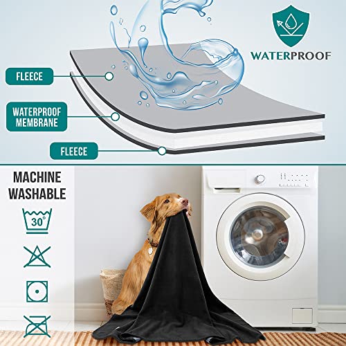 PetAmi Waterproof Pet Blanket Dog Bed Couch Cover for Furniture, Reversible Washable Soft Fleece - color: Black/Gray, size: Medium (29x40)