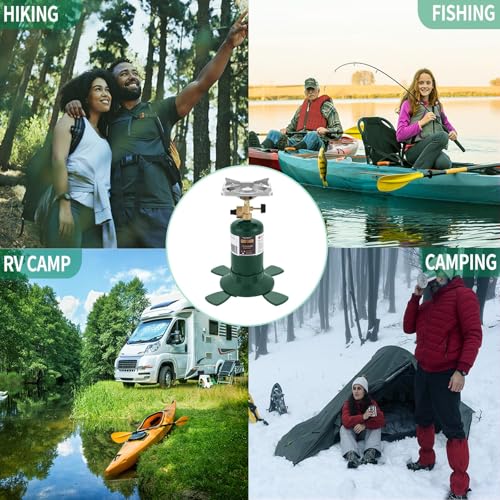Propane Cylinder Top Stove with Adjustable Burner, 10000BTU Portable Camping/Backpacking Cooker,Camping Stove Propane,Single Burner Propane Stove with a USB Ligther,Camp Gas Stove(Fuel not included) - color: Green