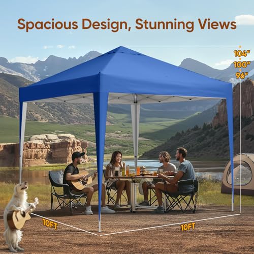 Quictent 10x10 Pop Up Canopy Tent Without Sidewall, Instant Setup Gazebo for 1 Person, Portable & Compact, Waterproof & UV Protection, Ideal for Camping, Beach, Parties, and Outdoor Events - color: Blue, size: 10x10 without Sidewall