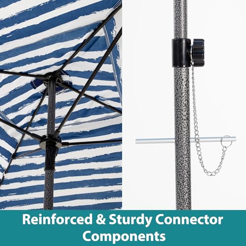 OLIXIS 6'×6' Beach Cabana Tent Sun Shelter – UPF 50+ Easy Setup Cool Canopy Tent Sun Shade with Side Wall, Wind Resistant Beach Cabana for Whole Family - color: Dark Blue Stripes, size: 6x6 ft