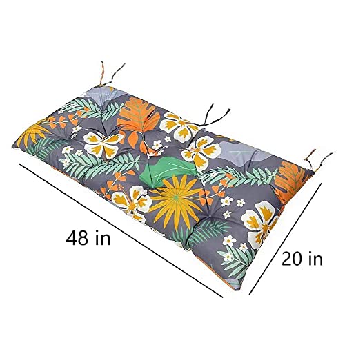 Srutirbo Waterproof Outdoor Bench Cushion, 48"x20", Swing Cushion Patio Furniture Cushions 3 Seater, for Garden Patio Furniture Lounger Bench (Flower, 48x20 in) - color: Flower