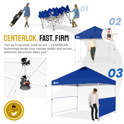 CROWN SHADES 10x10 Pop up Canopy Tent Instant Canopy with 150D Silver Coated Fabric Including 2 Half Sidewalls, 4 Ropes, 8 Stakes, 4 Weight Bags, STO 'N Go Bag, Navy Blue - color: Navy Blue