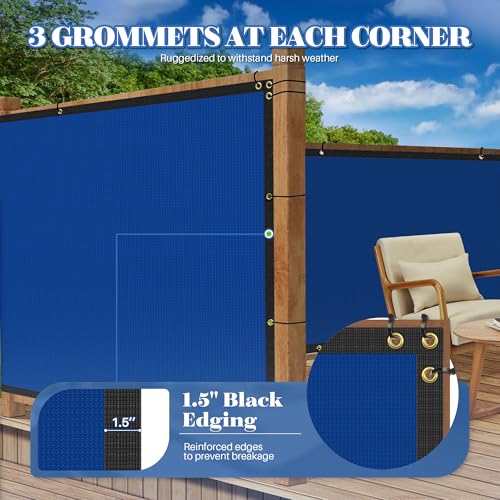 ECOOPTS 6'x3' Privacy Fence Screen Windscreen with Copper Grommets, Fit for Commercial Fence and Residential Garden Outdoor 90% UV Blockage, Cable Zip Ties Included (Blue) - color: Blue, size: 6'x3'