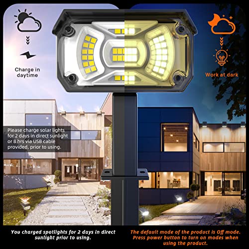 LEREKAM Solar Spot Lights,IP65 Waterproof 40 LED's Landscape Spotlights,3 Modes Outdoor Garden Lights, 360 Adjustable Lighting Angle, Solar Powered Wall Lights for Yard Porch 10 Pack - color: Cool White, size: 10 Pack