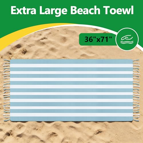12 Pack Turkish Beach Towel 36"x71" Extra Large Beach Towels Sand Free Bath Towels Adults Lightweight Quick Dry Pool Towels Blue - color: Blue, size: 12 Pack
