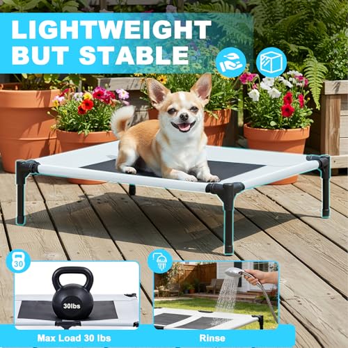 S/M/L Outdoor Elevated Dog Cot with Canopy & Side Shade for Camping Small Medium Dogs (Carry Bag), Portable Cooling Raised Dog Bed - color: Grey, size: S (24" x 18" x 24")
