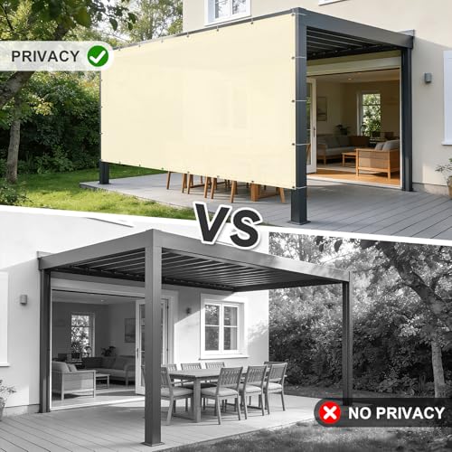Cool Area Sun Shade Cloth with Grommets 3/4/6/8/10/12/16/20 FT Shade Panel Shade Tarp Screen Fabic for Outdoor Patio Pergola Cover Deck Garden, 6x10 FT, Butter Cream - color: Butter Cream, size: 0 6'X1 0'