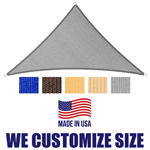 5' x 5' x 5' Grey Sun Shade Sail Triangle Canopy, 95% UV Blockage Awning Shelter Fabric Cloth Screen for Patio Outdoor Backyard - Heavy Duty Commercial Grade (Custom Size - Made in USA) - color: Gray, size: 5' x 5' x 5'