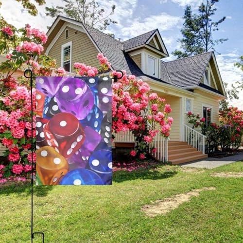Games Dice Set Print Garden Flag 12 X 18 Inch Double Sided Outside Perfect For Home Decor Garden Yard Lawn Balcony Outdoor Flag