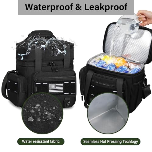TENKIST Expandable Tactical Lunch Box, Large Insulated Lunch Cooler Bag Heavy Duty Leakproof Lunch Pail for Men Adults Work Office Outdoor Picnic Trips,16L,Black - color: A-Black, size: 16L