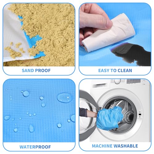 Beach Blanket Waterproof Sandproof Oversized Lightweight 78''×110'' 1-7 Adults Blanket Beach Large Picnic Mat for Travel Camping Hiking Picnic - color: Blue White, size: 78''x110''