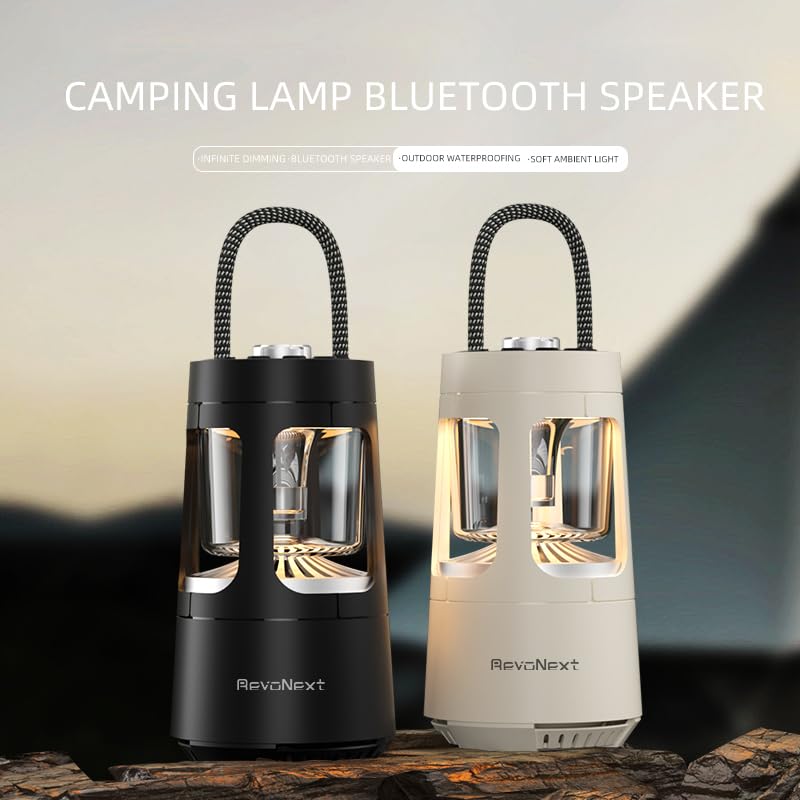 LED Camping Lantern Rechargeable,Outdoor Bluetooth Speakers, 4000mAh ,IPX4 Waterproof ,Dimmable Tent Lights for Power Outages, Decorations for Party Garden Patio/Pool(White) - color: White