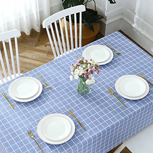 Romanstile Rectangle Vinyl Tablecloth, 100% Waterproof Oil-Proof Checkered Plastic Table Cloth, Heavy Duty Wipeable Table Covers for Dining, Camping, Picnic, Outdoor - 54 x 78 Inch, Blue - color: Blue, size: 54" x 78" (Rectangular)