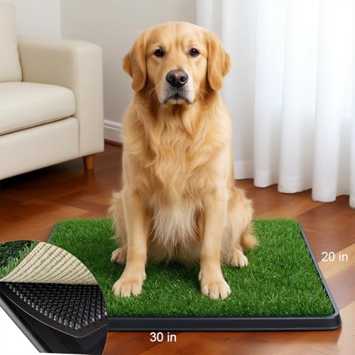 Grass Pad for Dogs Potty - 3 Layered System Dog Litter Box with Washable Pee Pads, Odor Free Dog Turf Potty for Balcony Apartment Indoor Outdoor Use(30x20 in), Pro