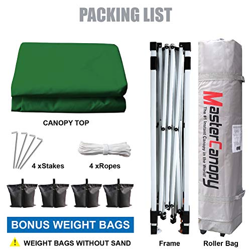 MASTERCANOPY Durable Pop-up Canopy Tent with Roller Bag (Forest Green) - color: Forest Green, size: 6.6x6.6