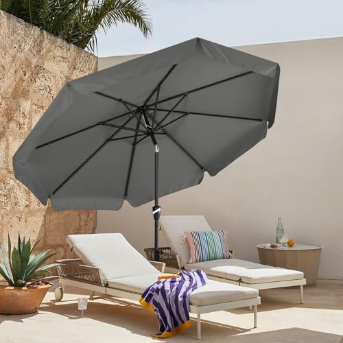 MASTERCANOPY Valance Patio Umbrella for Outdoor Table Market -8 Ribs (10ft, Dark Gray) - color: Dark Gray, size: 10FT
