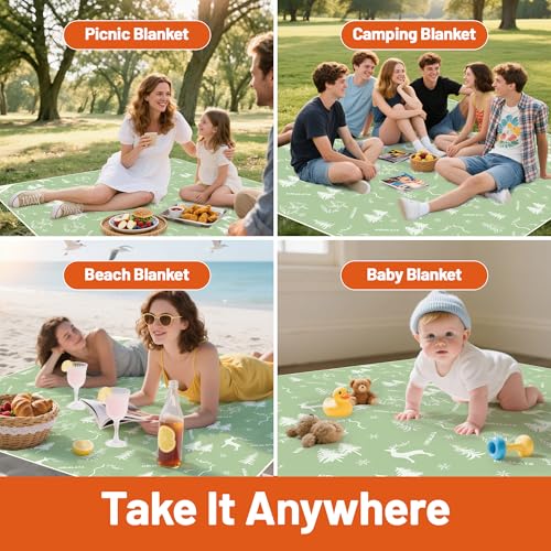 Extra Large Picnic Blankets 78" X 78" Foldable Washable Waterproof Sandproof Soft Cute Outdoor Blanket for Camping Beach Blanket (Pumpkin)