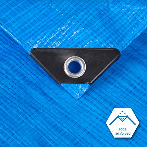 CARTMAN Finished Size 12x24 Feet Blue Poly Tarp 5 Mil Thick, Multipurpose Protective Cover for Camping, Tent, Boat, RV, Car - color: Blue/5mil, size: 12'×24'