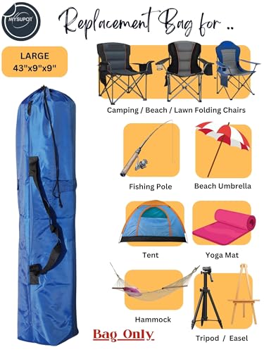 Replacement Bag for Folding Camping Chair, Portable Camp Chair, Hammock, Yoga Mat, Umbrella, Tents, Tripods, Fishing Poles - 420D Oxford Polyester Fabric - color: Blue, size: Large 43"x9"x9"