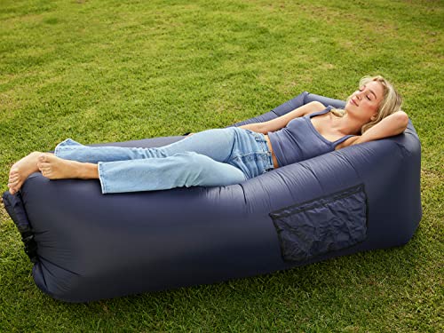 AlphaBeing Inflatable Lounger Air Sofa, Portable Inflatable Couch Mesh Hollow Air Hammock Anti Leakage Air Chair for Outdoor Camping Beach Traveling - color: Navy