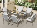 NATURAL EXPRESSIONS 7 Piece Patio Dining Table Outdoor Furniture Set for 6, 6Pcs Fixed Dining Chairs with Olefin Cushions, 65”Large Dining Table with Umbrella Hole - size: 7pcs with 6 Fixed Chairs