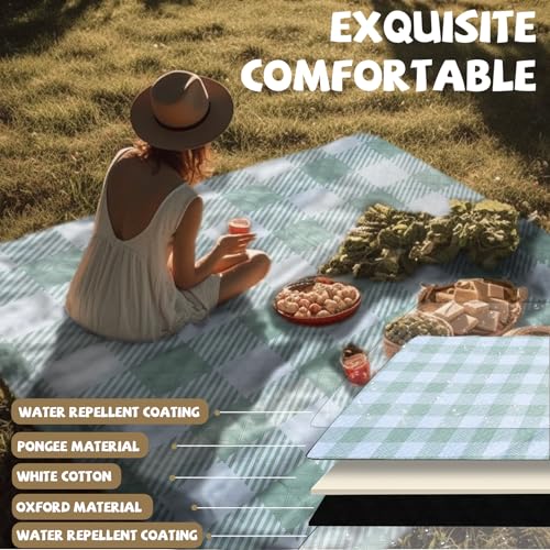Extra Large Picnic Blankets Portable 80x80 Oversized Waterproof Sandproof Outdoor Beach Blanket Camping Grass Mat Travel Essential Camper Accessories Glamping Items Hiking Supplies Hiker Necessities - color: Grass Green