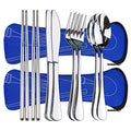 10PCS Portable Silverware Set with Case, Lengnoyp Travel Camping Utensils Set, Premium Stainless Steel Travel Cutlery Set, Reusable Safe Flatware Sets for Lunch Box/Workplace/Students, Silver - color: Thick 10 PCS