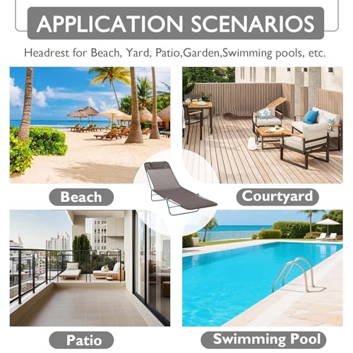 Majnesvon Folding Chaise Lounge Chair, Pool Sun Tanning Chair, Outdoor Lounge Chair with 5-Position Reclining Back, Breathable Mesh Seat, Headrest for Beach, Yard, Patio(Brown) - color: Brown