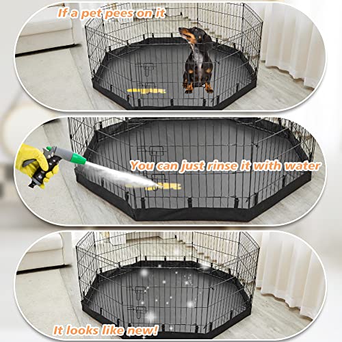 PJYuCien Dog Playpen Bottom Pad, Fits 24 Inch 8 Panels Regular Octagon Metal Exercise Pet Pen, Elastic Buckles Connections, Black (Note: Fence Not Included) - color: Only Black Bottom Pad, Elastic Buckles Connections