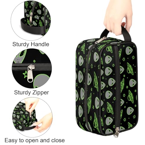 Travel Toiletry Bag for Boys Kids - Aliens Spaceships Waterproof Hanging Cosmetic Hygiene Bags Lightweight Large Shave Kit for Toiletries Accessories Bathroom Stuff, Gifts for Men - color: Aliens Spaceships