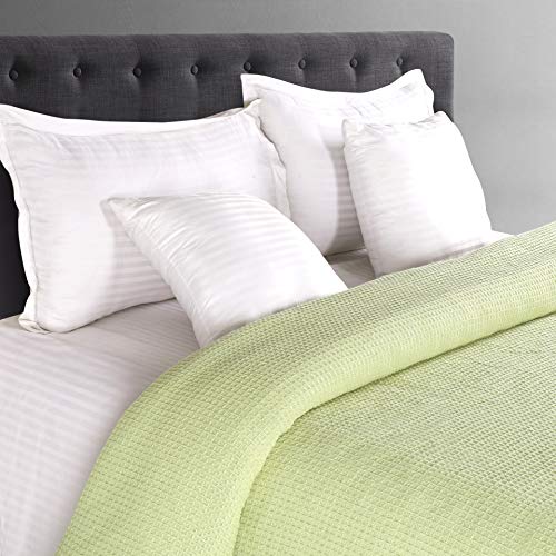 Glamburg 100% Cotton Thermal Twin Blanket, Breathable Waffle Blanket, All Season Sage Green - color: Sage Green, size: Twin (60"x90")