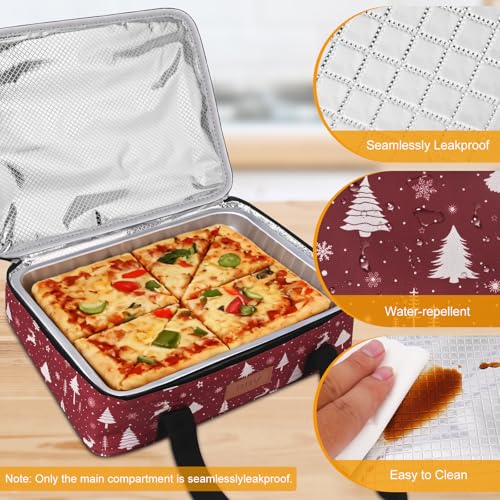 BBV Insulated Casserole Carrier for Hot or Cold Food, Food Warmer Bag Fits 9"x13" Baking Dish, Durable Nylon Leak Proof Food Containers for Travel, Potluck, Parties, Picnic, Cookouts (Christmas Elk) - color: Christmas Elk