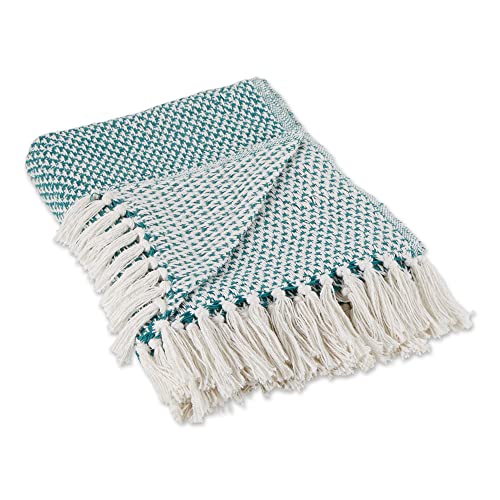 DII Woven Throw Collection 100% Cotton, Basketweave, 50x60, Teal - color: Teal, size: 50x60"