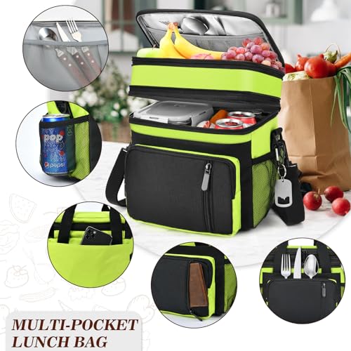 Lunch Box & Lunch Bag for Men Women, Large Insulated Adult Lunch Box, Leakproof Cooler Lunchbox with Bottle Opener for Work Picnic Beach, 16L, Neon Green - color: Lime Green