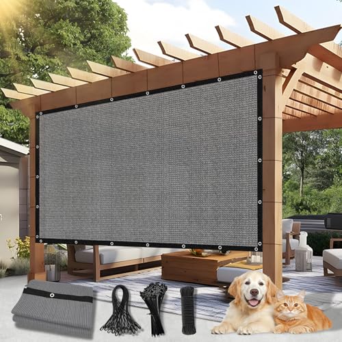 90% Outdoor Sun Shade Cloth, 6'×12' Pergola Shade Cover with Grommets, Privacy Screen Sunshades for Patio Garden Backyard Plant, Light Grey - color: Light Grey, size: 0 6 X 1 2 FT