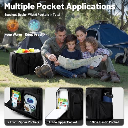 MIER Lunch Box for Men Heavy Duty Insulated Lunch Bag 20 Cans Large Leakproof Soft Cooler Bags with Multiple Pockets for Picnic Work Travel (Black) - color: Black