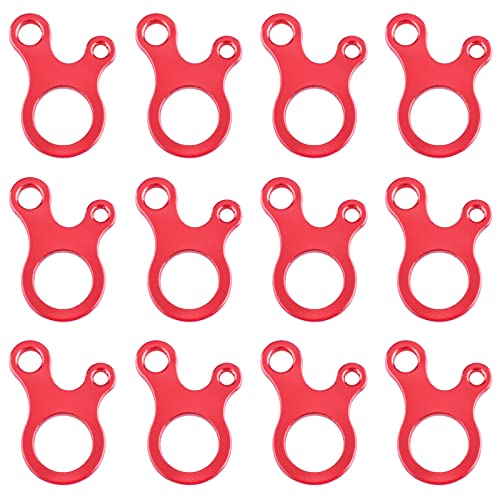 TRIWONDER Guyline Cord Adjuster Rope Tensioner Tent Guy Line Paracord Tightener Loop Alien Aluminum Alloy for Camping Hiking (Red (Snail Shape) - 12 Pack) - color: Snail Shape - Red (12 Pack)