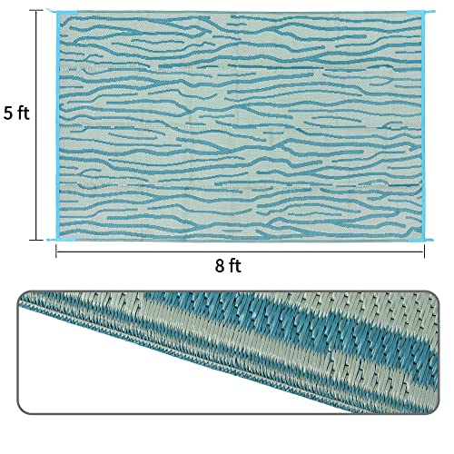 Boulder Bee Outdoor Rugs | Plastic Straw Rug | Waterproof Outdoor Camping Rugs | Quick Drying Picnic Rug | Sand Free Reversible Beach Mats | 5 x 8 Feet | 2.7 lb - color: Light Green, size: 5*8 Feet