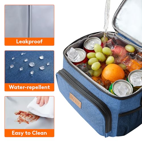 Lifewit Reusable Insulated Lunch Bag, Portable Cooler Freezable Soft Lunchbox Leakproof with Adjustable Shoulder Strap for Men Women Adult for Work Picnic or Travel, 15L 24 Can, Blue - color: Dark Blue, size: Large(15L)