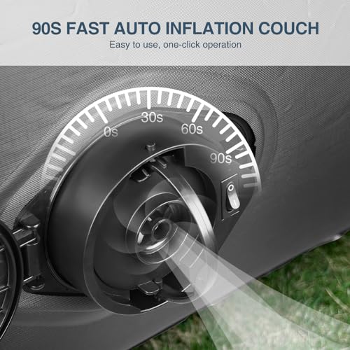 Bestrip Auto Inflatable Couch Lounger, Air Mattress Sofa Bed with Rechargeable Air Pump - color: Black, size: Single