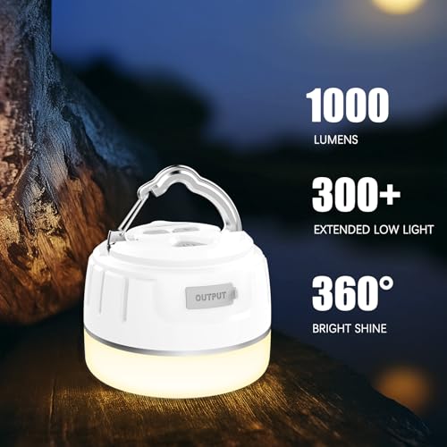 Yonktoo Rechargeable LED Camping Lantern 1000LM, 300H Runtime, 6400mAh, IPX5 Waterproof Tent Light for Camping, Hiking, Power Outages, Home, Emergency Use - Wireless Remote Edition,White - color: White, size: Wireless Remote Edition