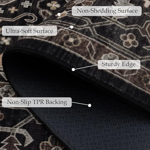 Ruaruarug Area Rug Non Slip Machine Washable Ultra Soft Living Room/Bedroom/Kitchen/Outdoor/Classroom Black Gold, 8'×10' - color: Black Gold, size: 8' x 10' (Rectangular)