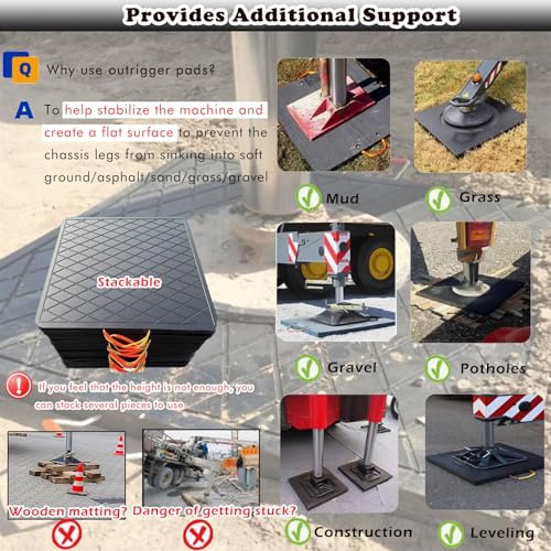 Heavy Duty Outrigger Pads for Cranes - High Capacity Non-Slip Ground Protection Mats, Stabilizer Jack Landing Pads for Muddy, Grass & Construction Sites,23.6x23.6x2.4/60x60x6cm