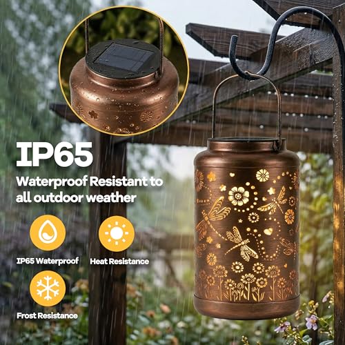 Dragonfly Solar Lanterns Outdoor Waterproof with Ground Stake - Unique Gifts for Women Mom, Mothers Day Gifts - Birthday for Women,House Warming Gift New Home - for Garden Patio Yard Porch Lawn - color: Dragonfly
